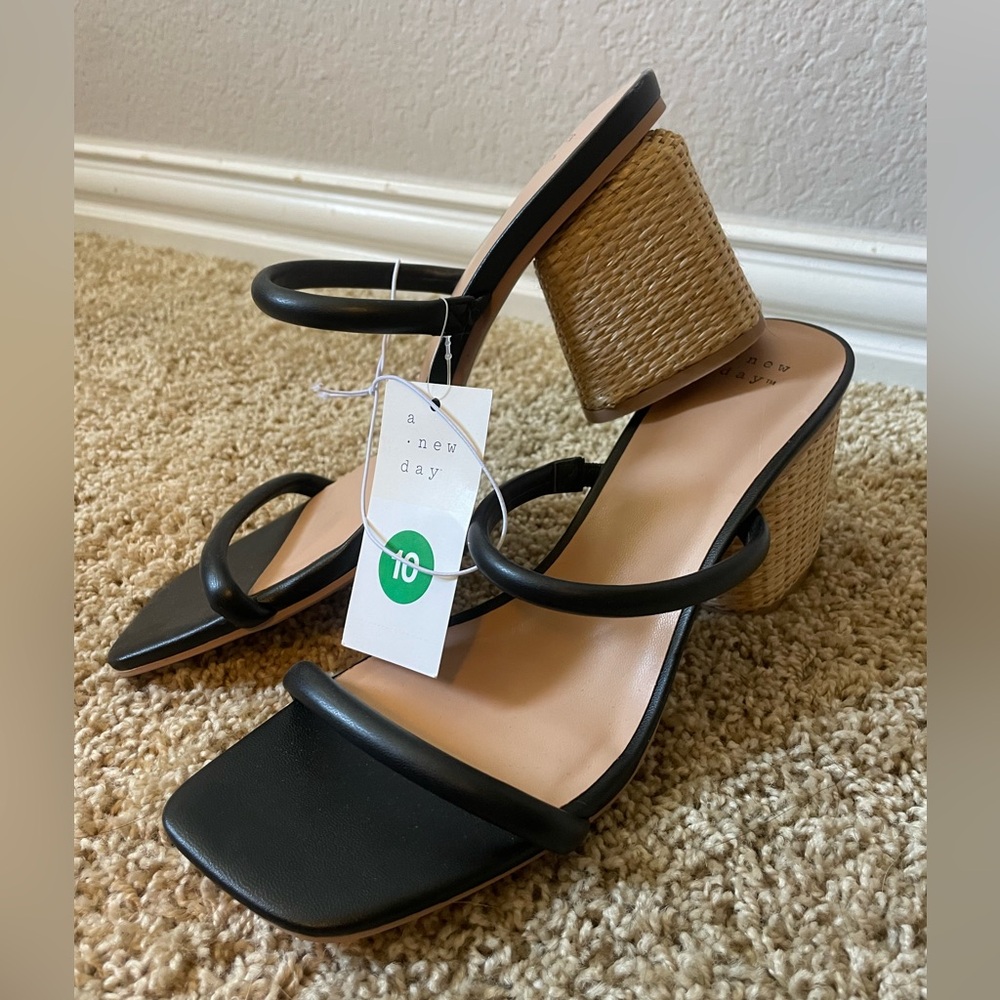 A New Day Black Heels with Textured Heel